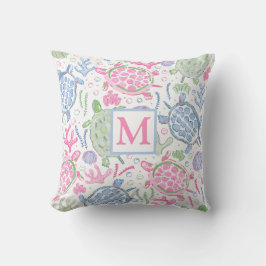 Vattenfärgssköldpaddor Ocean Monogram Kudde