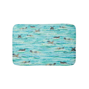 Vattenfärgssköldpaddor Swimming Ocean Badrumsmatta