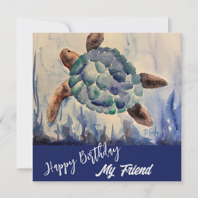 Vattenfärgssköldpaddsnotecard Tack Kort (Framsida)