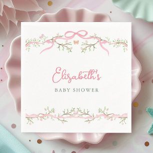 Vattenfärgsskor Rosa Vår Garden Baby Shower Pappersservett