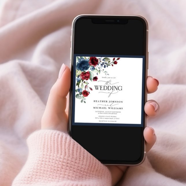 Vattenfärgsskript för Blommigt av intensiv blå bur Inbjudningar (Skapare uppladdad)