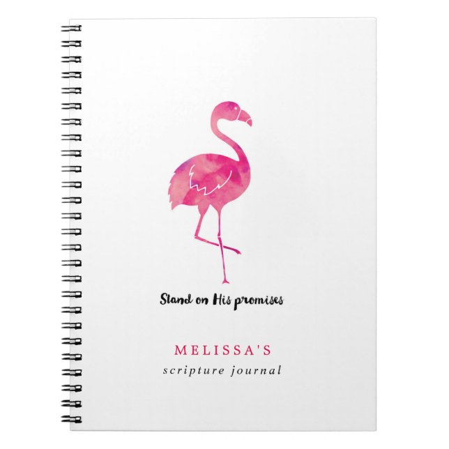 Vattenfärgsskript för Flamingo Personlig Journal Anteckningsbok Med Spiral (Framsidan)
