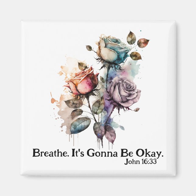 Vattenfärgsskript i ro, dubbelvit vit magnet (Framsidan)