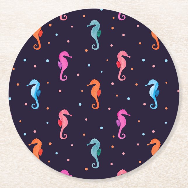 Vattenfärgsskyarna på den marina blå Mönstren Underlägg Papper Rund (Framsidan)