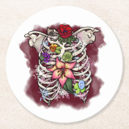 Vattenfärgsskydd Blommigt Ribcage Underlägg Papper Rund