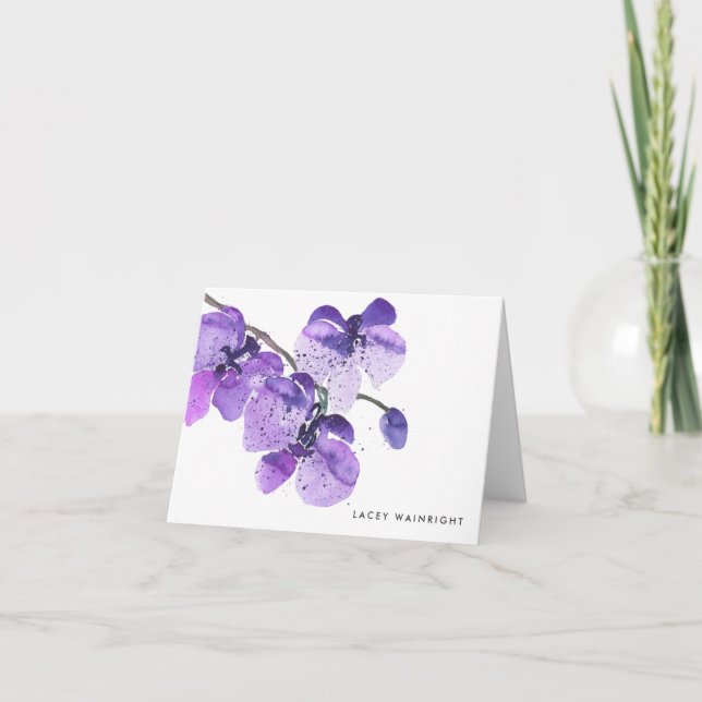 Vattenfärgsskydd för Orchid-Personlig Notecard Anteckningskort (Framsida)