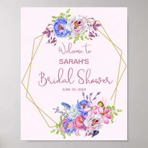 Vattenfärgsskylt Blommigt Ram Möhippa Poster