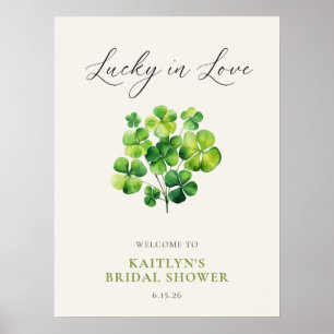 Vattenfärgsskylt Klöver Lucky i Kärlek Möhippa Poster