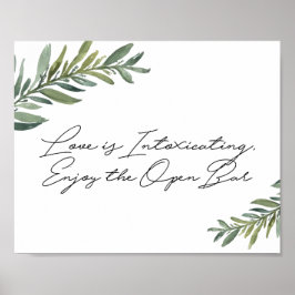 Vattenfärgsskylt Löv Open Pub Poster