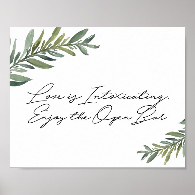 Vattenfärgsskylt Löv Open Pub Poster (Framsidan)