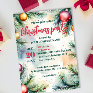 Vattenfärgssluten korporerad jul Party Inbjudningar
