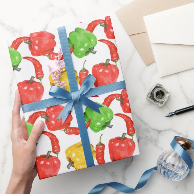 Vattenfärgssmink Chiliproppmönster  Presentpapper (Gifting)