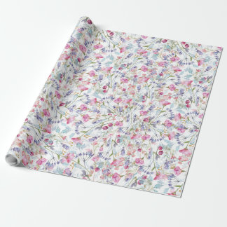 Vattenfärgssmönster med vilda blommor presentpapper