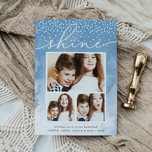 Vattenfärgssnäcka Hanukkah Photo Collage Card Julkort