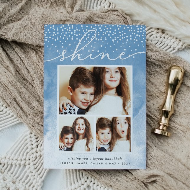 Vattenfärgssnäcka | Hanukkah Photo Collage Card Julkort (Skapare uppladdad)