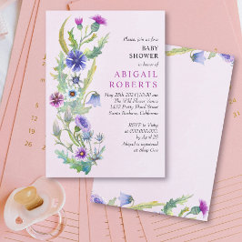 Vattenfärgssnäckor Vår rosa Baby Shower Inbjudningar