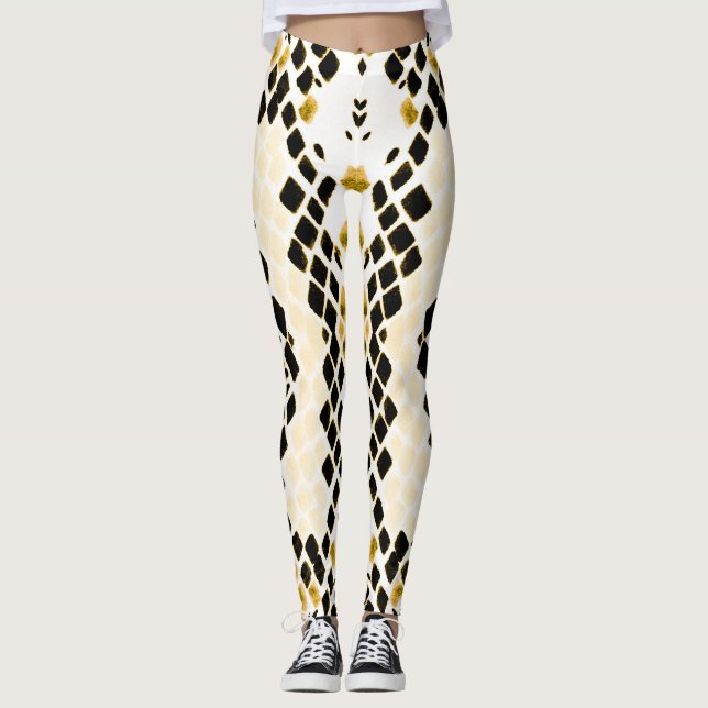 VattenfärgsSnakeskin: Grunge Exotic Mönster Leggings (Framsida)
