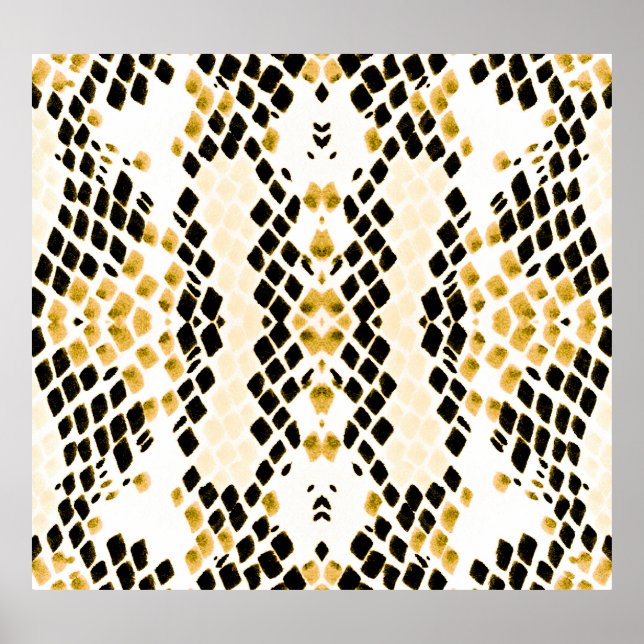 VattenfärgsSnakeskin: Grunge Exotic Mönster Poster (Framsidan)
