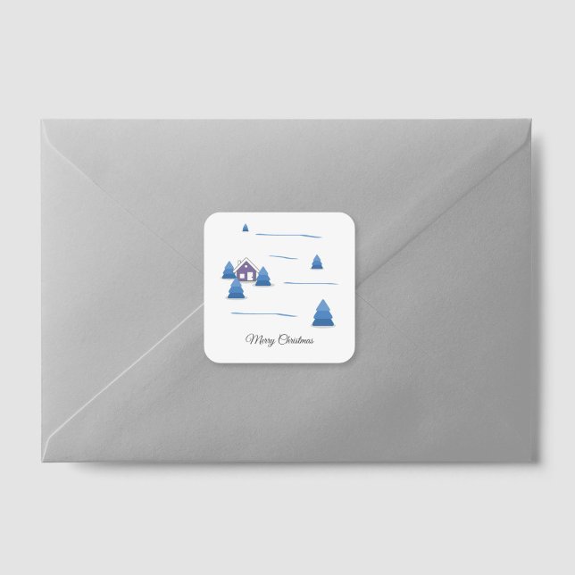 Vattenfärgssnö liggande liggande etikett (Watercolor Snowy Landscape Sticker)