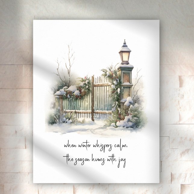 Vattenfärgssnö, nordiska vinterscen, Helgdag Poster (Skapare uppladdad)