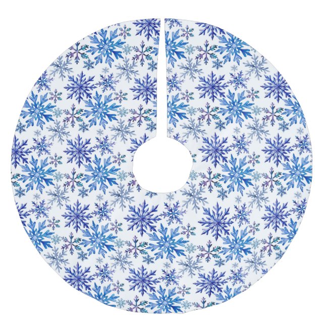 Vattenfärgssnöflingor Mönster Julgransmatta Borstad Polyester (Framsidan)