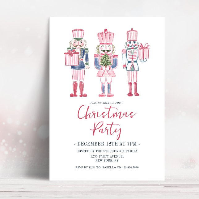 Vattenfärgssnuskkärra Handritad Julfest Inbjudningar (Skapare uppladdad)