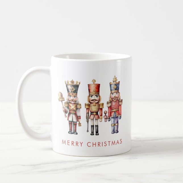 Vattenfärgssnutsgott modern minimalistisk jul kaffemugg (Vänster)