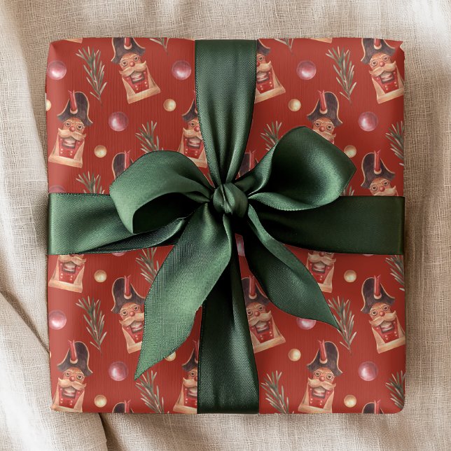 Vattenfärgssnuttsprid Spruce Julmönster Presentpapper (Skapare uppladdad)