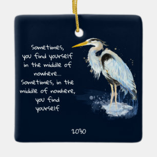 Vattenfärgssoffert för Underbar blå Heron-inspirat Julgransprydnad Keramik