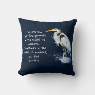 Vattenfärgssoffert för Underbar blå Heron-inspirat Kudde