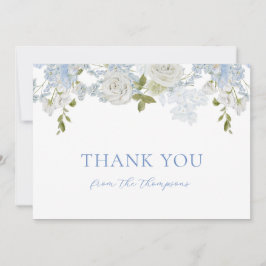 Vattenfärgssoft Blåa blommor Pojke Shower Tack Kort