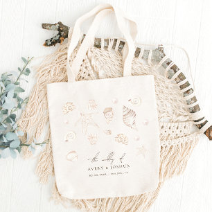 Vattenfärgssolceller Pearls Nautical Wedor Favor Tygkasse