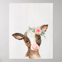 Vattenfärgssolja, Baby djur Nursery Poster