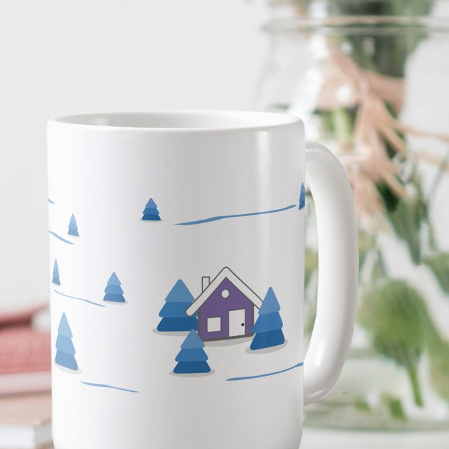 Vattenfärgssolle liggande Kaffe Mugg (Watercolor Snowy Landscape Coffee Mug)