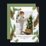 Vattenfärgssolle Pinecones Photo jul Card<br><div class="desc">God Jul! Skicka varmt hälsning till familj och vänner med det här anpassadet till jullkortet. Den har vattenfärgade illustrationer av snowy pinecones och gräs nål. Texterna är helt redigerbara. Anpassa genom att lägga till namn,  meddelande,  foto och annan information. Vattenskorn är perfekt för alla helgdagar på vintern.</div>