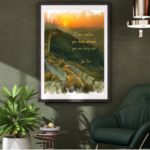 vattenfärgssolnedgång i liggande läge med Frystcit Poster