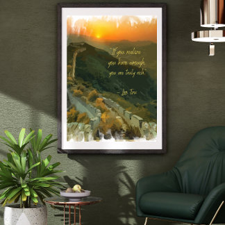 vattenfärgssolnedgång i liggande läge med Frystcit Poster