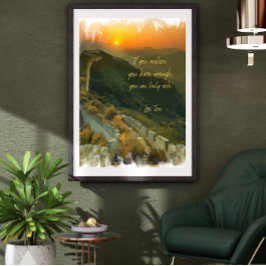 vattenfärgssolnedgång i liggande läge med Frystcit Poster