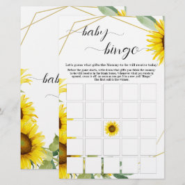 Vattenfärgssolros Baby Bingo Game Flyer