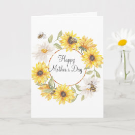 Vattenfärgssolrosor Blommigt Mors dag-kort Kort