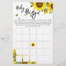 Vattenfärgssolrosor och fjäril Baby Bingo Game