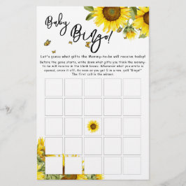 Vattenfärgssolrosor och fjäril Baby Bingo Game