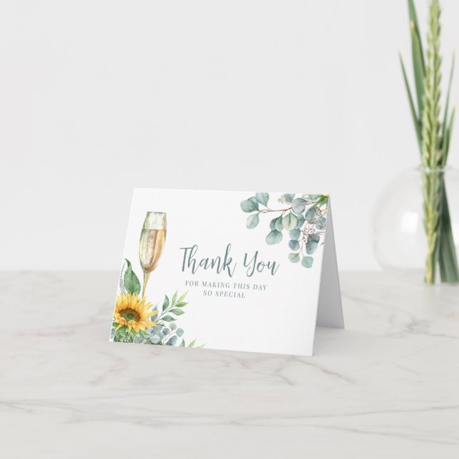 Vattenfärgssolsäck Floral Bröllopsdusch Tack Kort (Framsida)