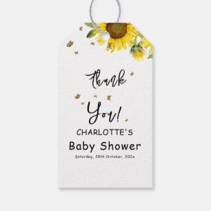 Vattenfärgssolsångare och fjärilar Baby Shower Presentetikett