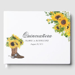 Vattenfärgssolsikke Rustik västern Quinceañera Gästböcker