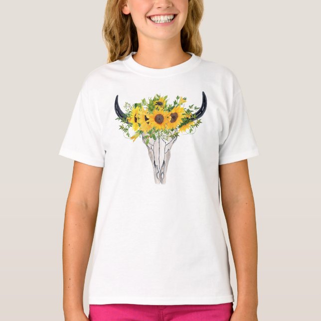Vattenfärgssolsikke Rustik Western T Shirt (Framsida)