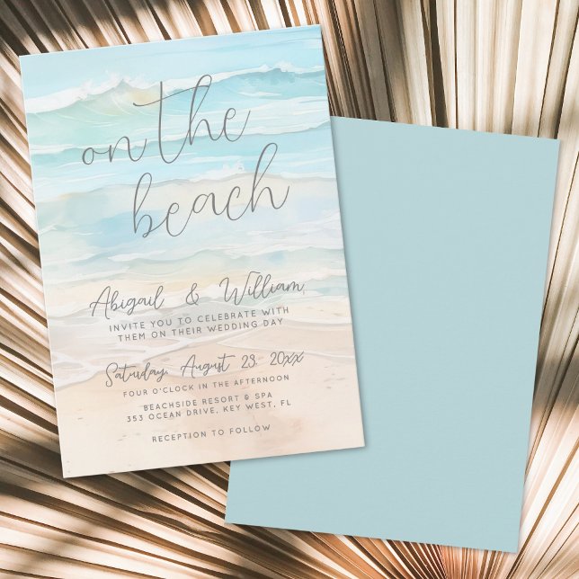Vattenfärgssommar på Beach-bröllopet Inbjudningar (Watercolor Summer On The Beach Wedding Invitation )