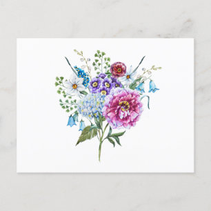 Vattenfärgssommarblommor Vykort