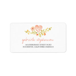 vattenfärgssöt blommigt hjärta adressetikett
