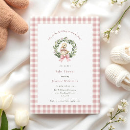 Vattenfärgssöt Duckling Rosa Baby Shower Inbjudningar